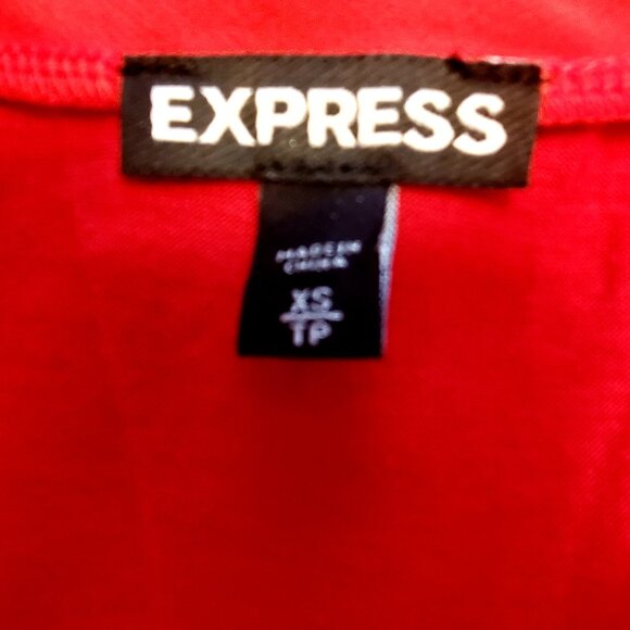 BOGO 50% EXPRESS Y2K Women's XS Red Tank Top Black Beaded Abstract Geo Design - Picture 6 of 6